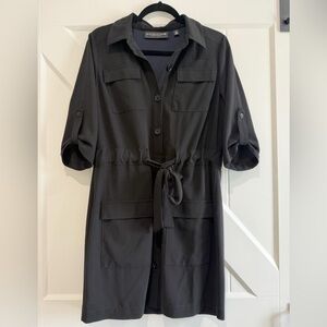 Gabrielle Union Black Button-Up Dress with Tie- Waist